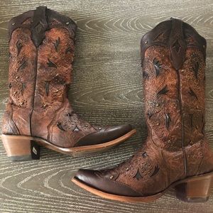 Corral Brown Studded Snip Toe Boot size 8